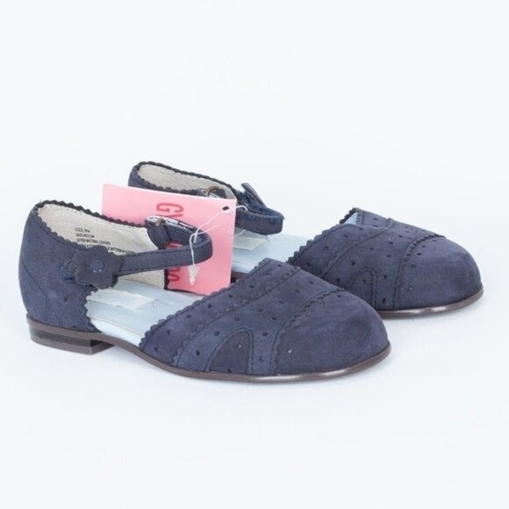 NWT Gymboree Girls Chelsea Girl Suede Mary‎ Jane Shoes Size 8M Blue Scalloped